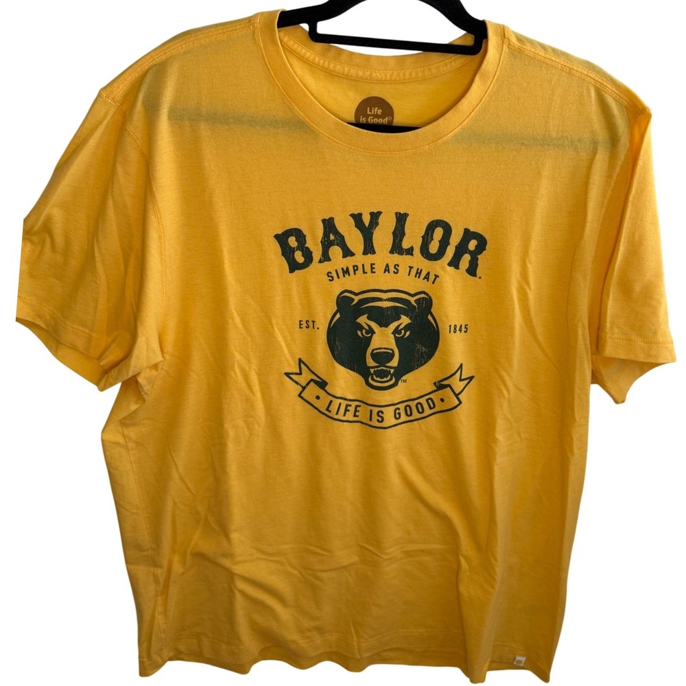 Life is Good Men's Baylor University Bears T-Shirt Yellow XL Classic Fit College